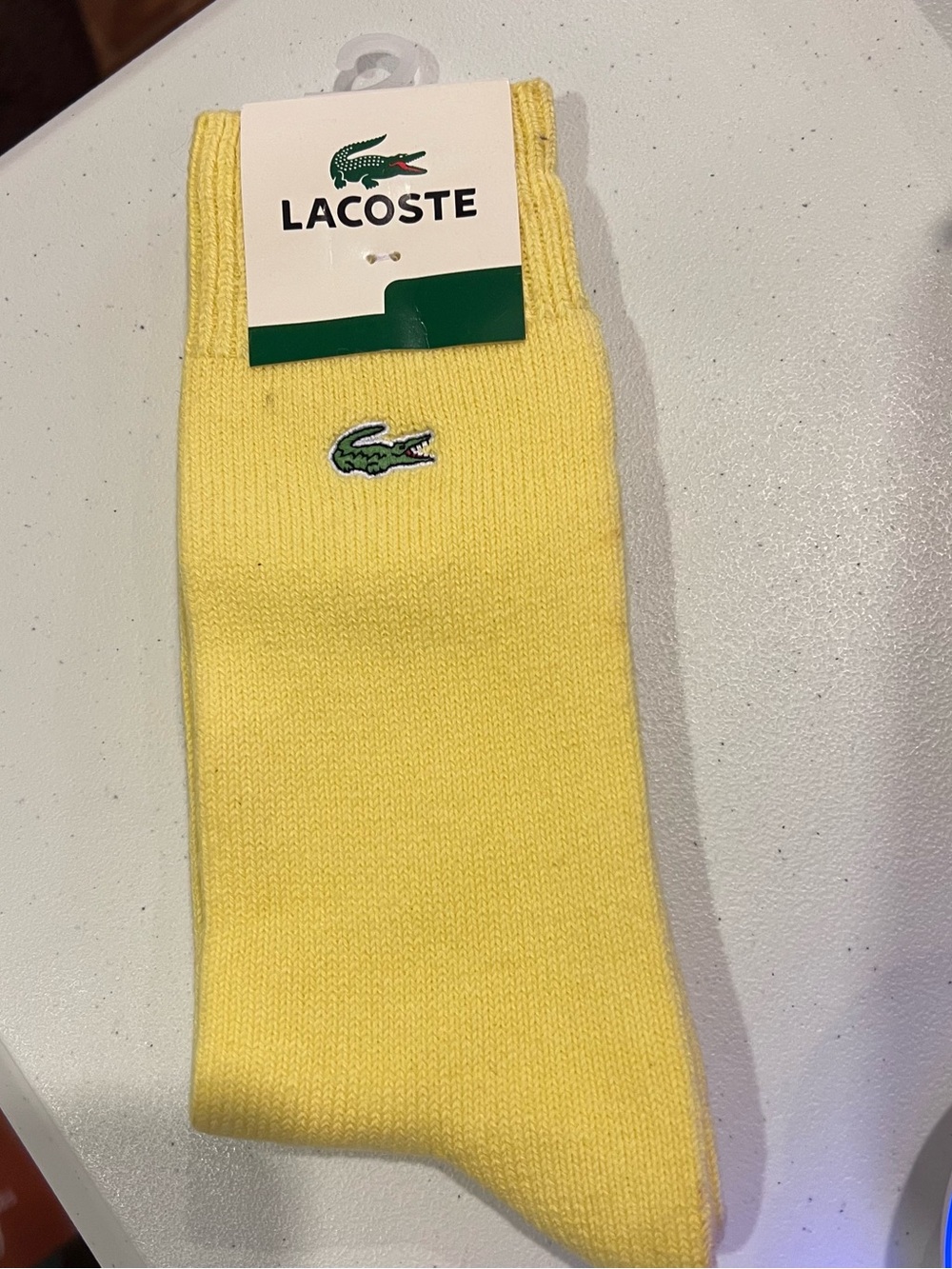 Lacoste Men's Yellow Cotton Crew Socks Size Medium